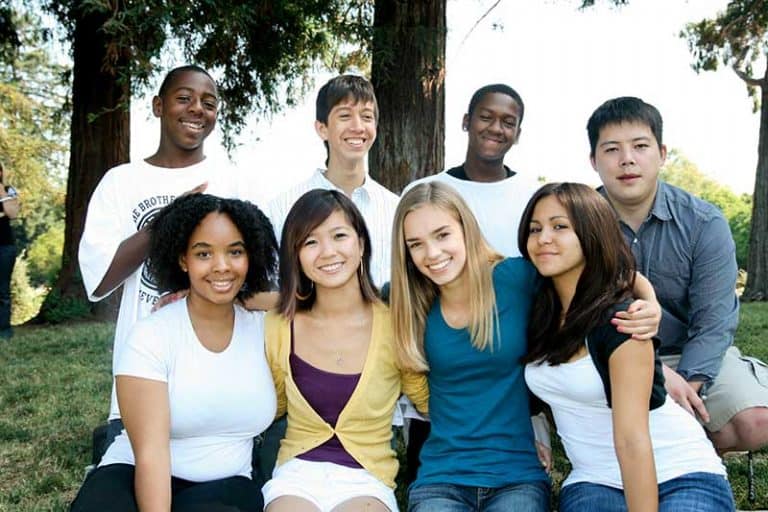 Teen group pose for photo